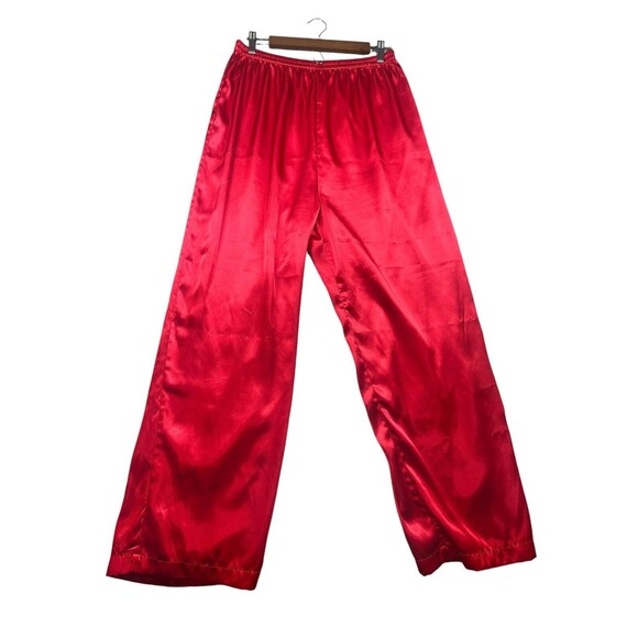 Vintage Victoria's Secret Pajama Pants L Large Red Satin Gold Label‎ Sleep - Picture 1 of 5